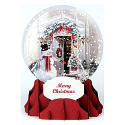 Holiday Door Snow Globe Greeting (Medium, 5")