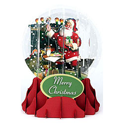 Fireplace Santa Snow Globe Greeting (Medium, 5")