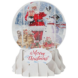 Santa & Snowman Snow Globe Greeting