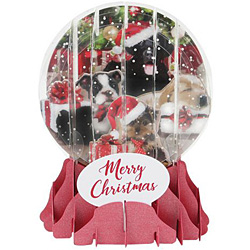 3D Pop Up Snow Globe Greetings Christmas Card UP-WP-SGM-003 CHRISTMAS DOGS 