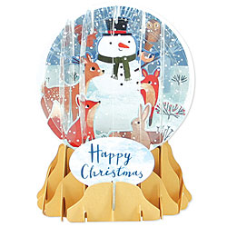 Forest Snowman Snow Globe Greeting (Medium, 5")