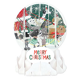 Santa Dog Walk Snow Globe Greeting (Medium, 5") Santa Dog Walk Snow Globe Greeting (Medium, 5")