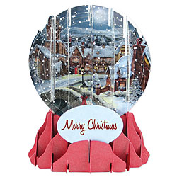 Midnight Village Snow Globe Greeting (Medium, 5")