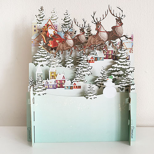 Santa And Reindeer Card - Click Image to Close