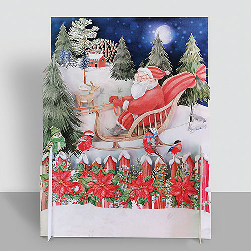 Santa In Sleigh Card - Click Image to Close