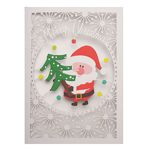 Santa Claus With Tree Card - Click Image to Close