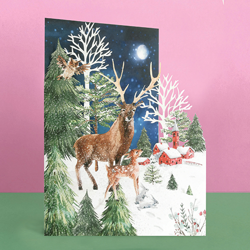 Stag In The Winter Woods Card - Click Image to Close