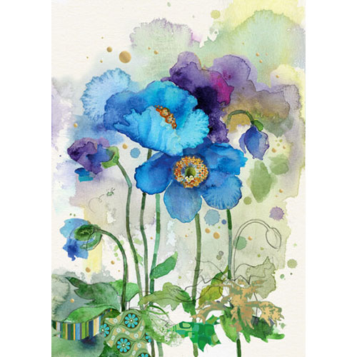 Blu Poppies Card - Click Image to Close