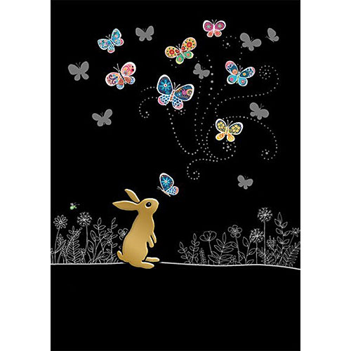 Rabbit Butterflies Card - Click Image to Close