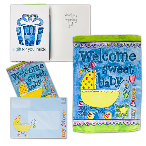 Baby Card with Garden Flag - Click Image to Close