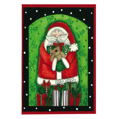 Santa & Presents Christmas Card with Garden Flag - Click Image to Close