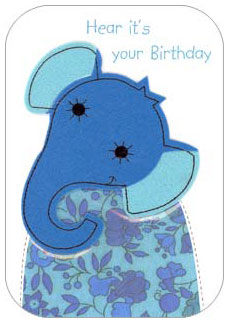 Elephant Birthday Felt Card - Click Image to Close