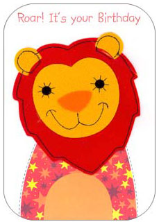 Lion Birthday Felt Card - Click Image to Close