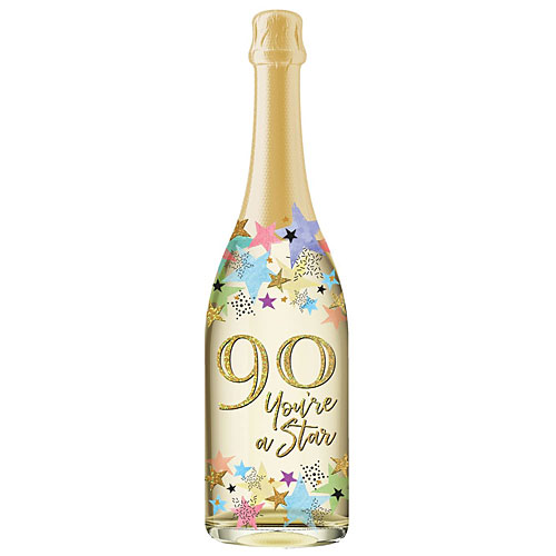 90th Birthday Champagne Bottle Card - Click Image to Close
