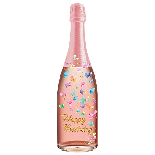 Birthday Butterflies Champagne Bottle Card - Click Image to Close