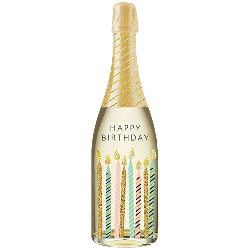 Birthday Candles Champagne Bottle Card - Click Image to Close