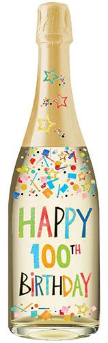 100th Birthday Champagne Bottle Card - Click Image to Close