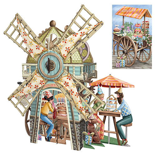 Windmill Tea Shop Card with Gift Tag - Click Image to Close