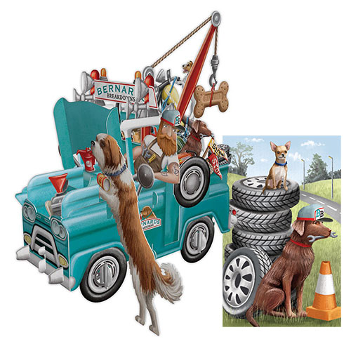 Dog and Truck Card with Gift Tag - Click Image to Close