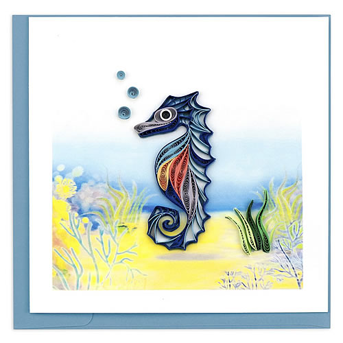 Blue Seahorse Card - Click Image to Close