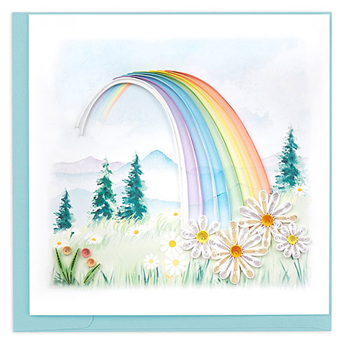 Rainbow With Daisies Card - Click Image to Close