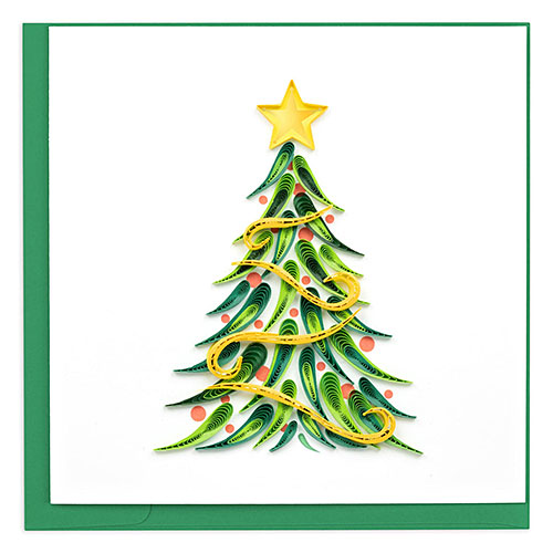 Gold Garland Christmas Tree Card - Click Image to Close
