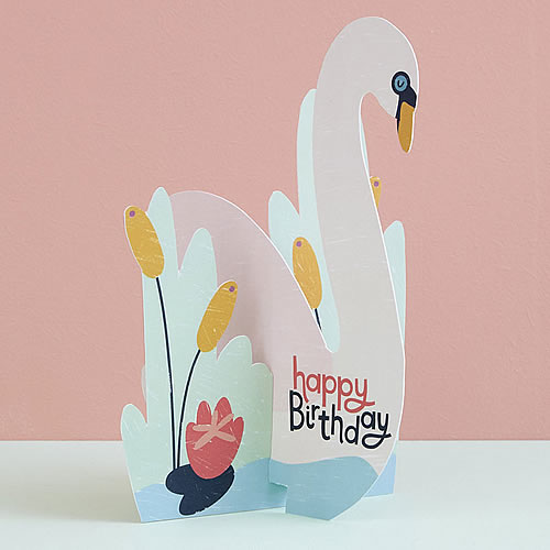 Swan Card (Happy Birthday) - Click Image to Close