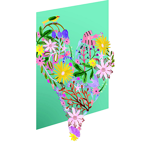 Flower Heart Card - Click Image to Close