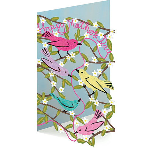 Birds With String Card (Mother's Day) - Click Image to Close