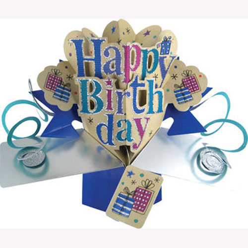 Happy Birthday (Blue) Card - Click Image to Close