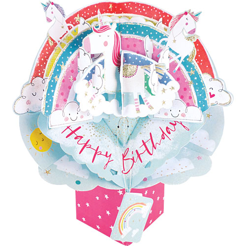 Rainbow & Unicorns Card (Birthday) - Click Image to Close