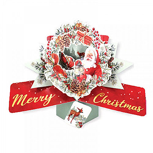 Santa In Wreath Card - Click Image to Close