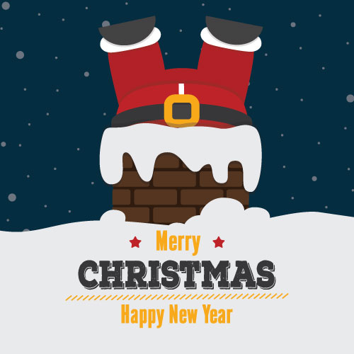 Santa Stuck in Chimney Greeting Card - Click Image to Close
