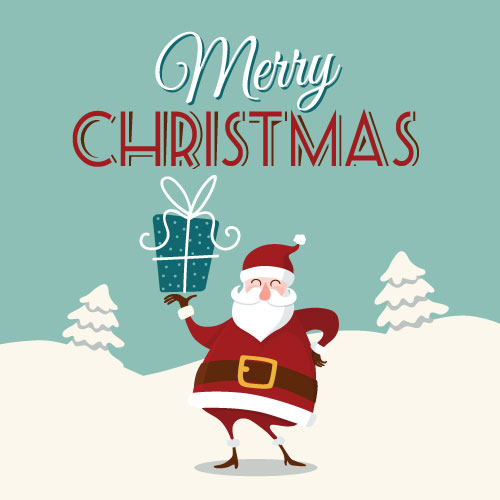 Santa With Present Greeting Card - Click Image to Close