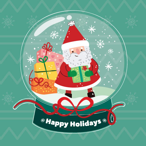 Santa Snowglobe Greeting Card - Click Image to Close
