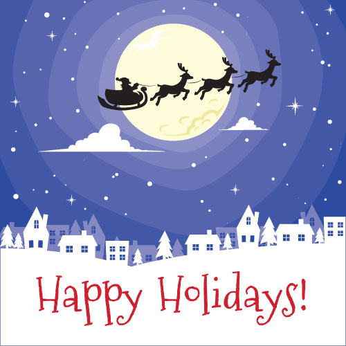 Santa Sleigh Silhouette Greeting Card - Click Image to Close