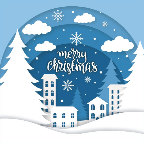 Merry Christmas Card (Blue Arches) - Click Image to Close