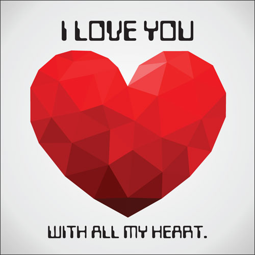 I Love You With All My Heart Card (Faceted Heart) - Click Image to Close
