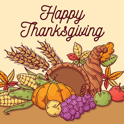Happy Thanksgiving Cornucopia Card - Click Image to Close