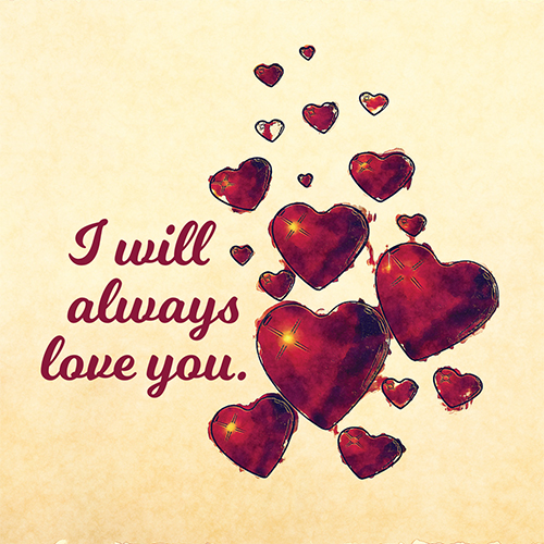 I Will Always Love You Card (Wine Colored Hearts) - Click Image to Close