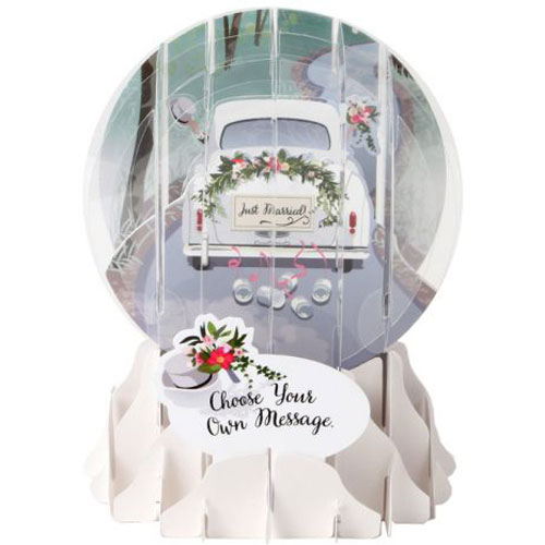 Wedding Car Snow Globe Greeting (Medium, 5") - Click Image to Close