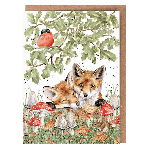 Under The Oak Tree Card (Foxes) - Click Image to Close