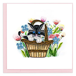 Black Kitten In A Basket Card