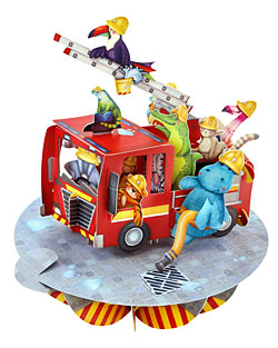 Animal Fire Truck Card