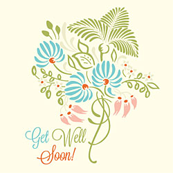 Get Well Soon Greeting Card (Pastel Flowers) - Click Image to Close