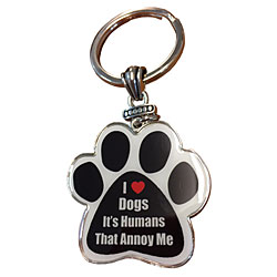 I Love Dogs Paw Key Chain