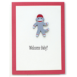 Baby Card with Sock Monkey Magnet