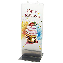 Happy Birthday Cupcake Flat Candle