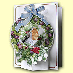 Robin In Wreath Card