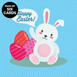 Blue Easter Bunny Greeting Card (6-PACK)